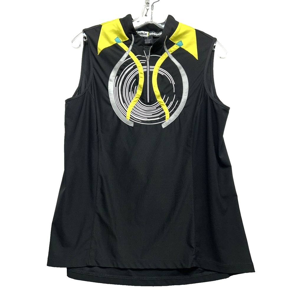 Jamie Sadok Women's Medium Black 1/2 Zip Sleeveless Polyester Blend Top (C6)